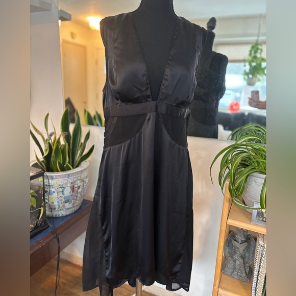NWT Anthropologie Sheer Harness Dress Slip Dress Blk V Neck SZ M Whimsy Goth Y2K - Picture 4 of 6